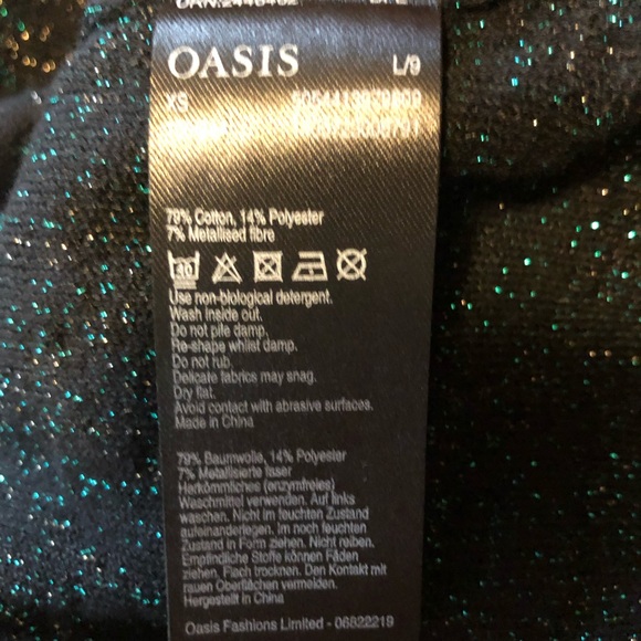 Oasis Black and sparkly green skater dress XS - Picture 6 of 11